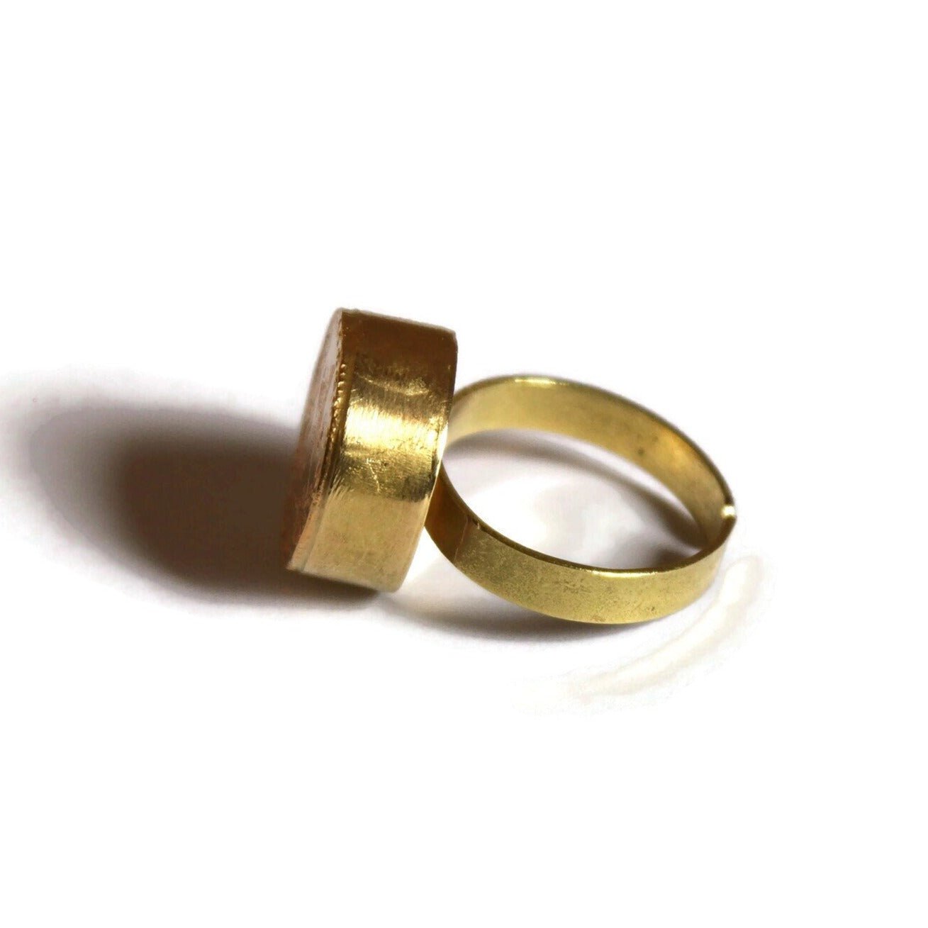 18k Gold Ring with Ottoman Stamp calligraphy. Islamic jewelry. Gold Adjustable Ring