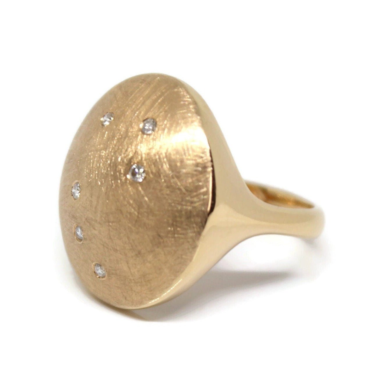 18k Rose Gold Dome Oval Shape diamonds ring, Constellation Ring - R. Mouzannar Jewelry