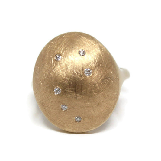 18k Rose Gold Dome Oval Shape diamonds ring, Constellation Ring - R. Mouzannar Jewelry