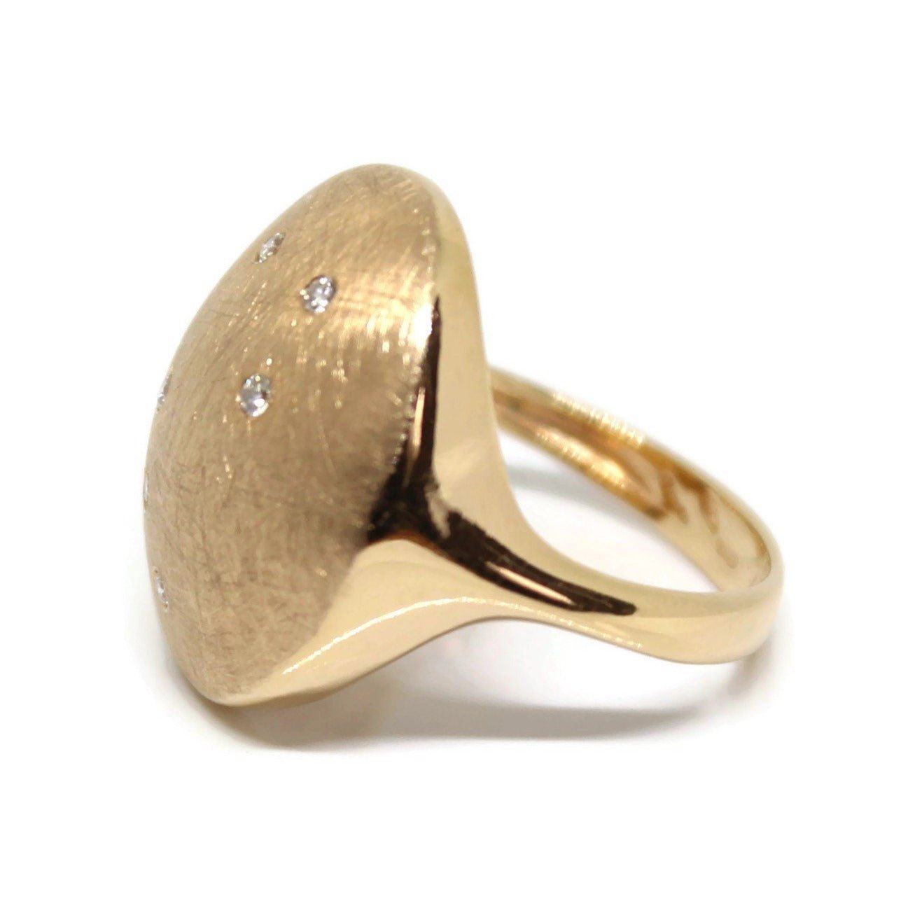 18k Rose Gold Dome Oval Shape diamonds ring, Constellation Ring - R. Mouzannar Jewelry