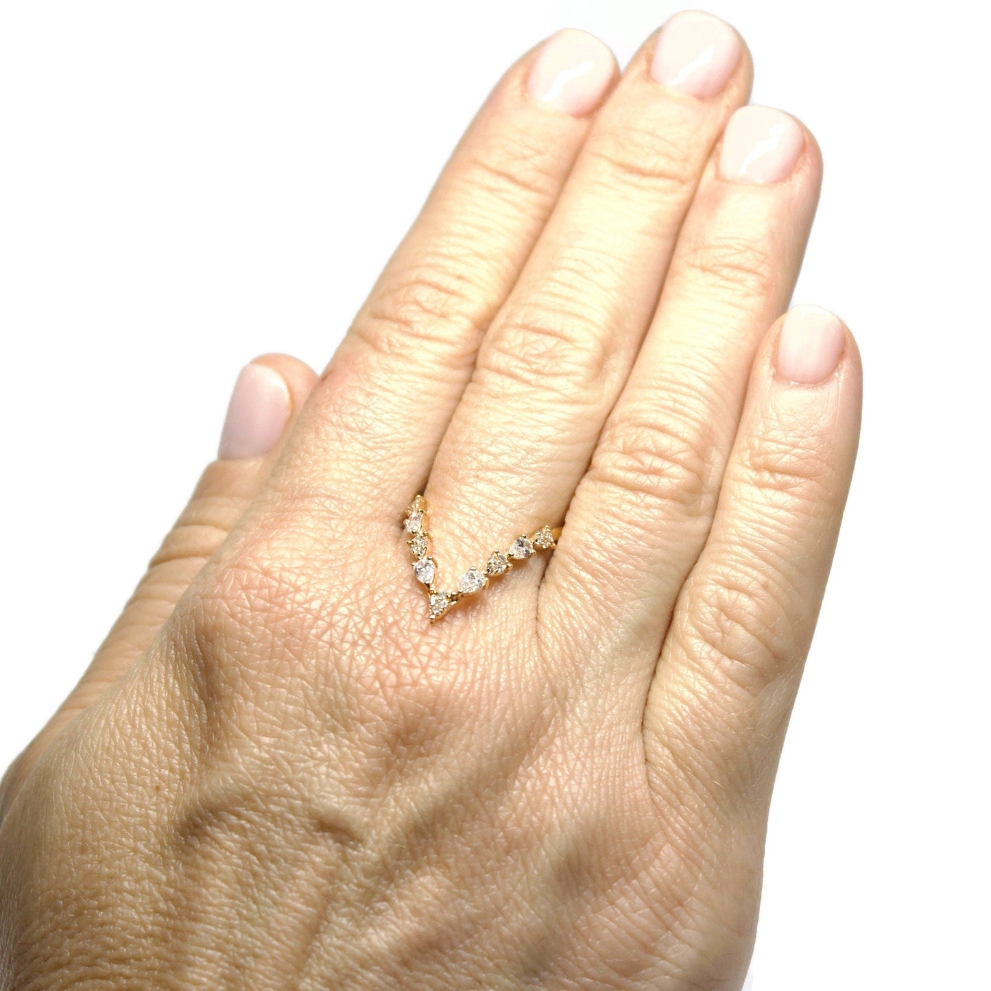 18k rose gold pear-shaped diamonds ring