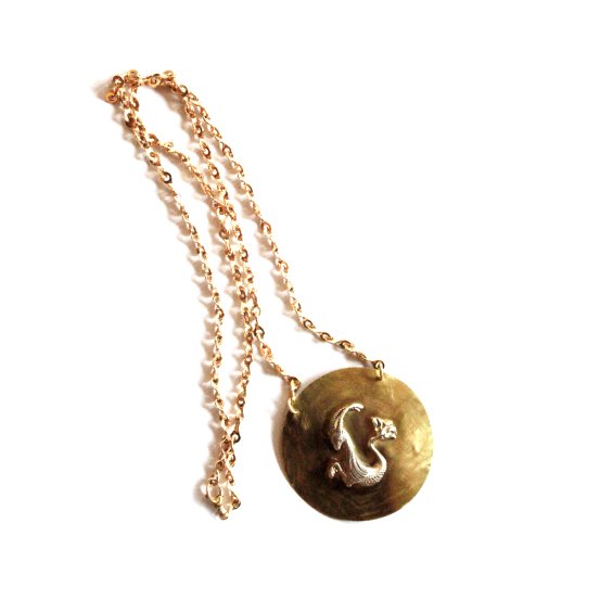 18k Solid Gold and Silver Pendant with an Aries (in Silver) Medal