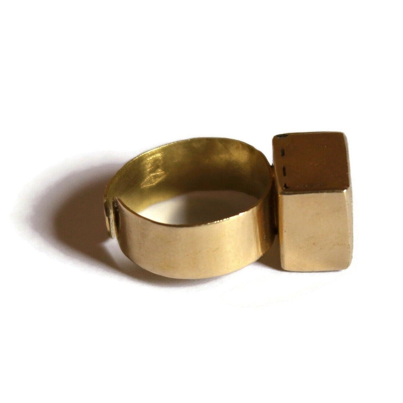 18k Solid Gold Geometric Diamond ring, Adjustable Band - R. Mouzannar Jewelry