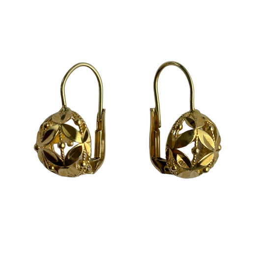 18k Solid Gold Lever Back Drop Ungari, Made in Italy