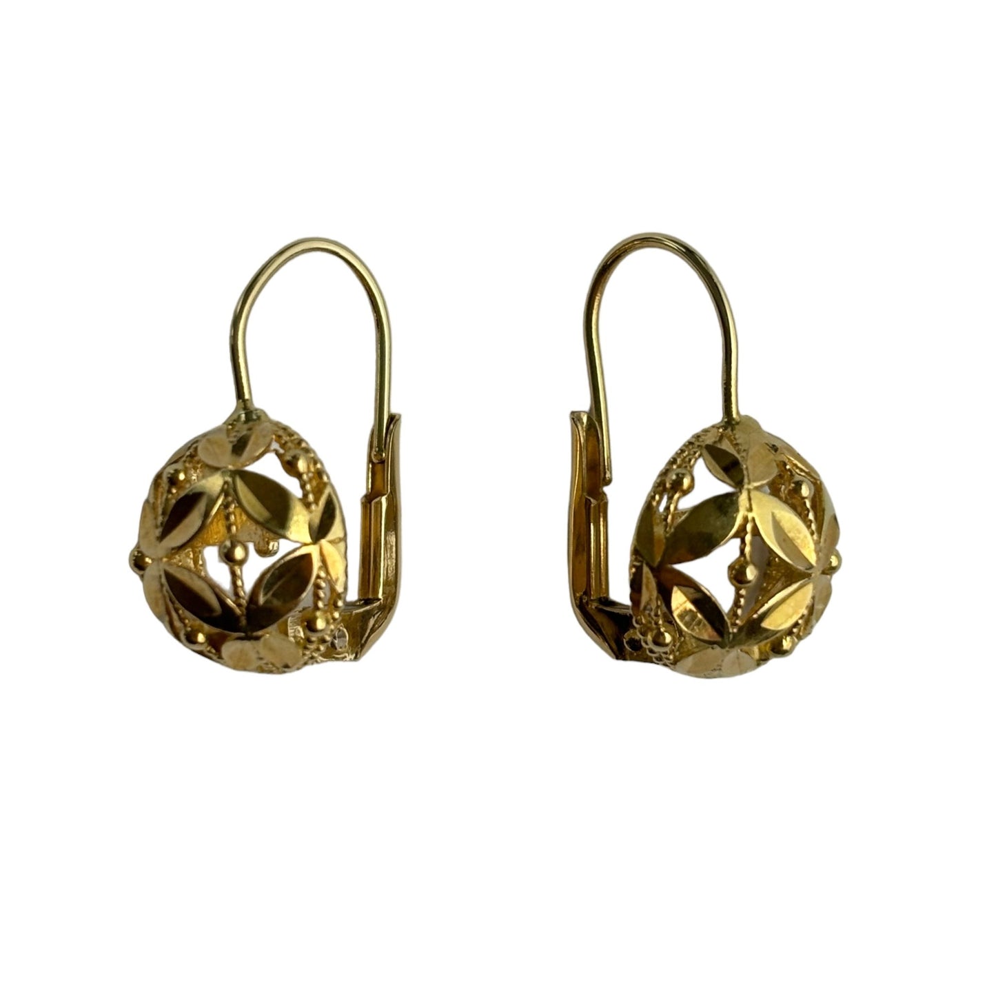 18k Solid Gold Lever Back Drop Ungari, Made in Italy