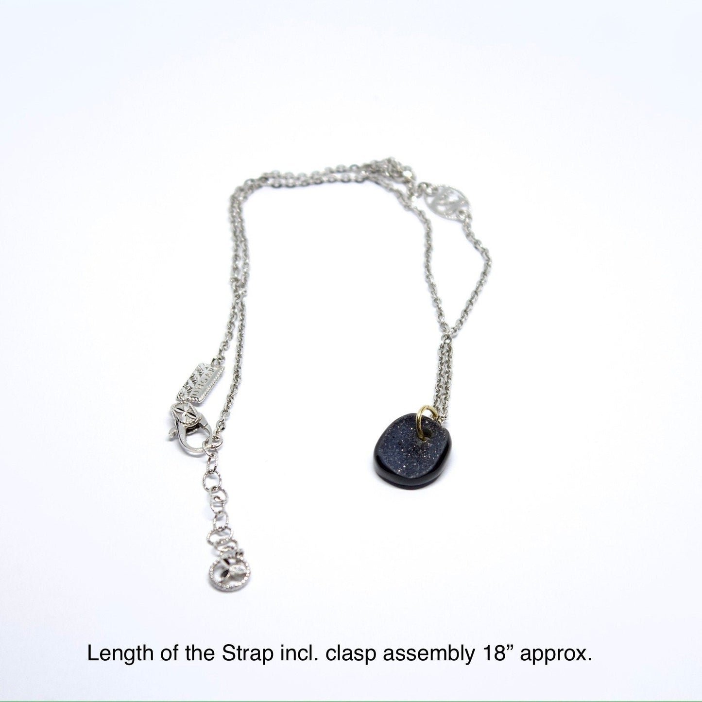 18k white gold Chain with Druzy Stone Pendant - R. Mouzannar Jewelry