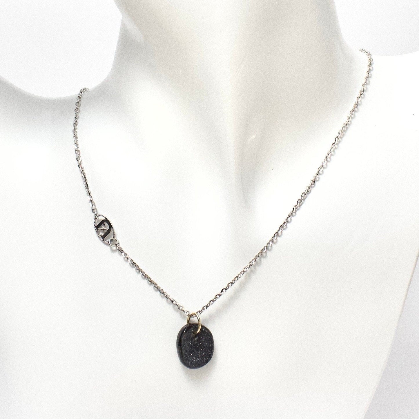 18k white gold Chain with Druzy Stone Pendant - R. Mouzannar Jewelry