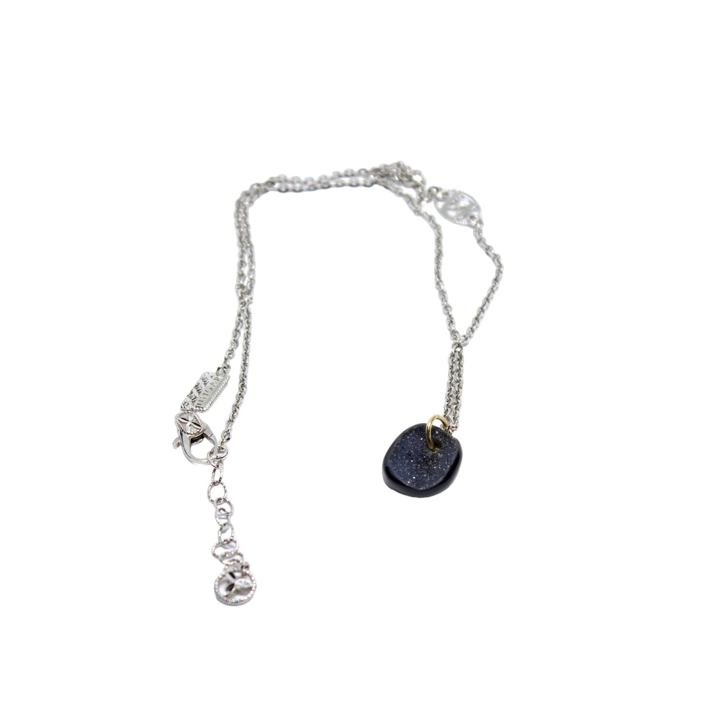 18k white gold Chain with Druzy Stone Pendant - R. Mouzannar Jewelry