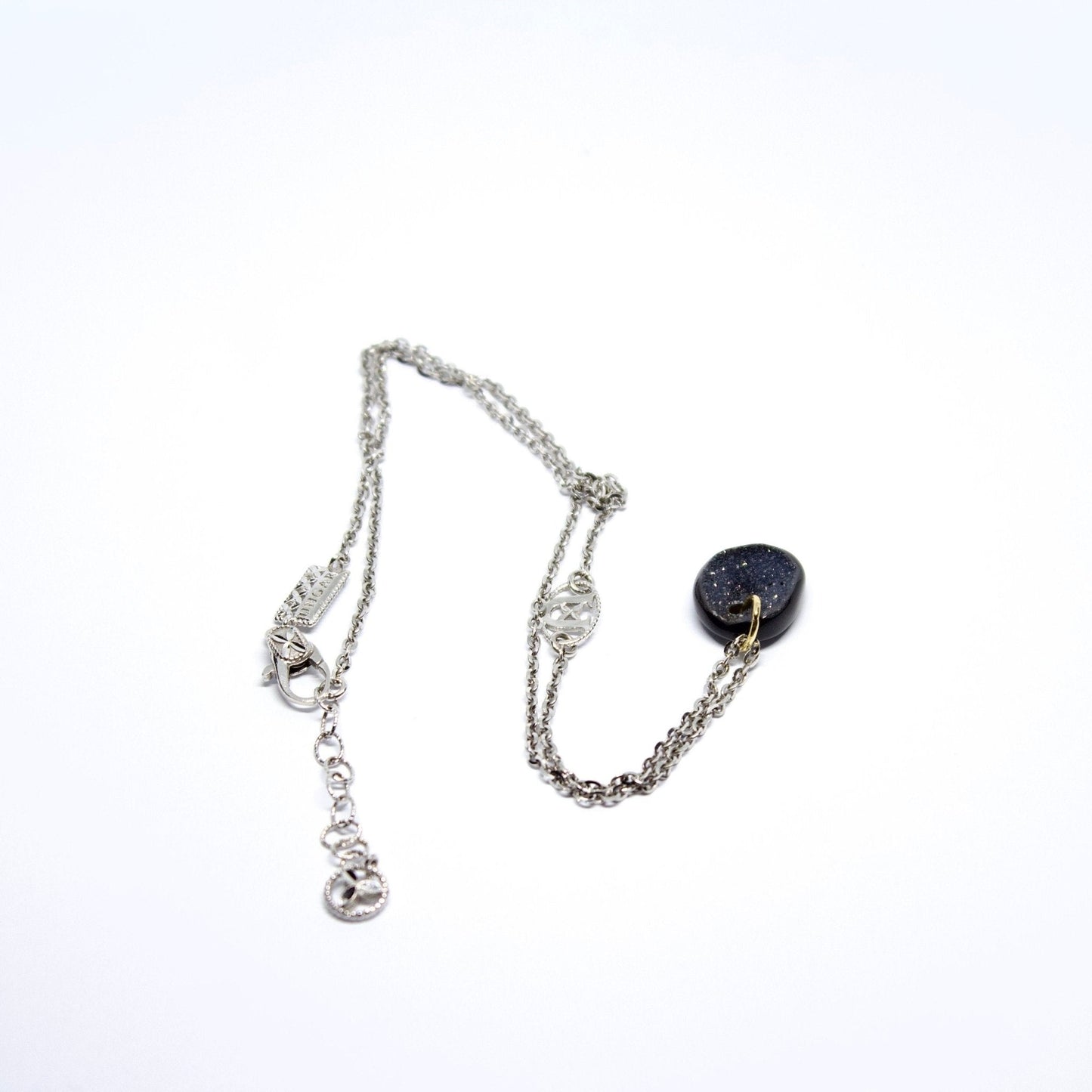 18k white gold Chain with Druzy Stone Pendant - R. Mouzannar Jewelry