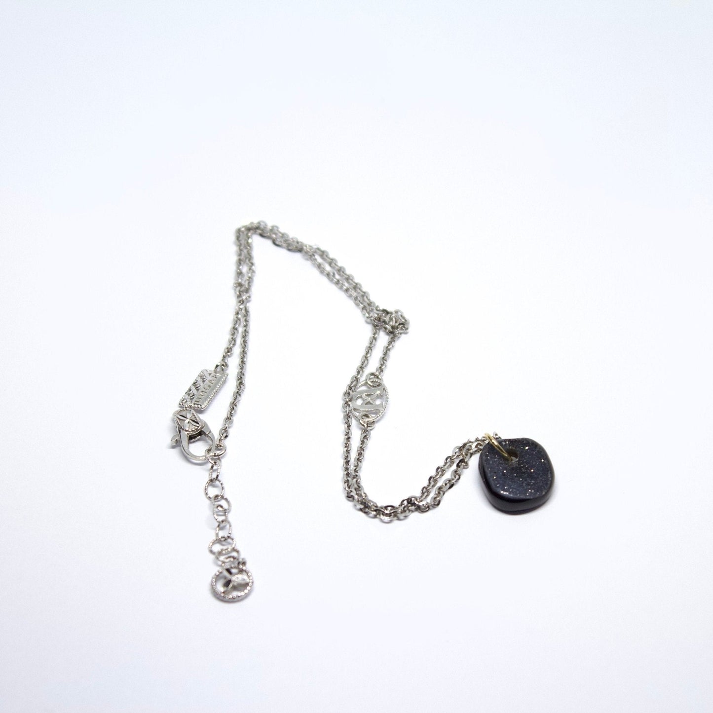 18k white gold Chain with Druzy Stone Pendant - R. Mouzannar Jewelry