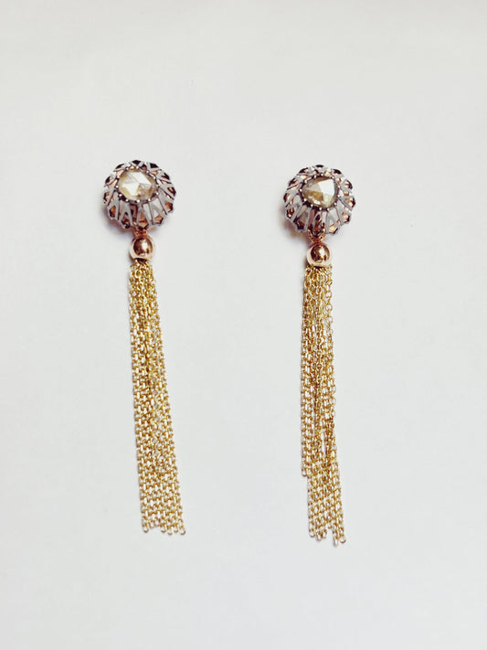 Rose and Black 18k Genuine Solid Gold Falamank Diamond Dangling Earrings