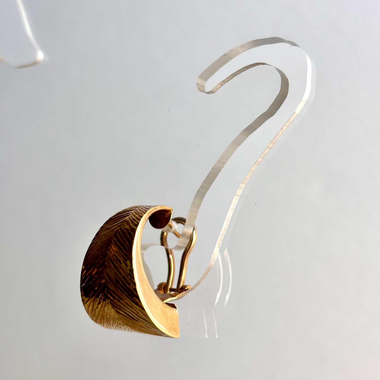 18k Solid Gold Leaf Earrings, Lever Back Dangle Earrings