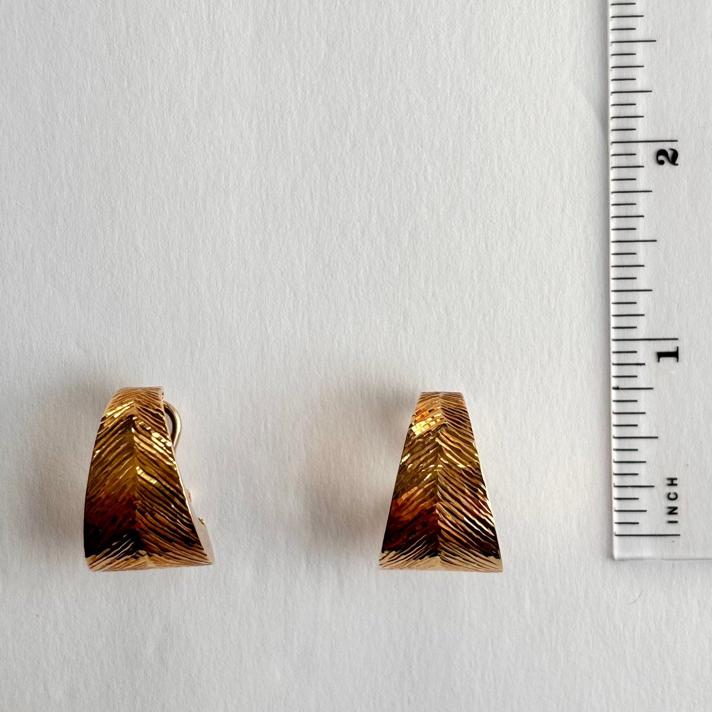 18k Solid Gold Leaf Earrings, Lever Back Dangle Earrings