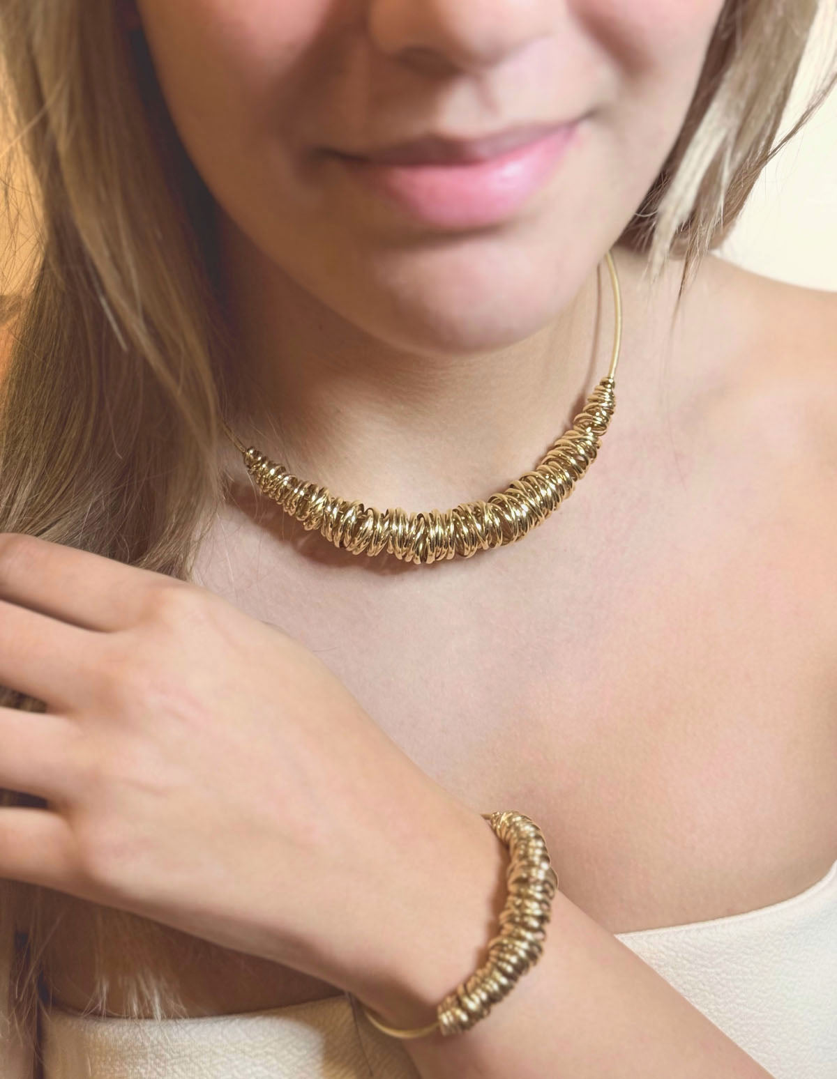 Necklace and Bracelet Gold Set