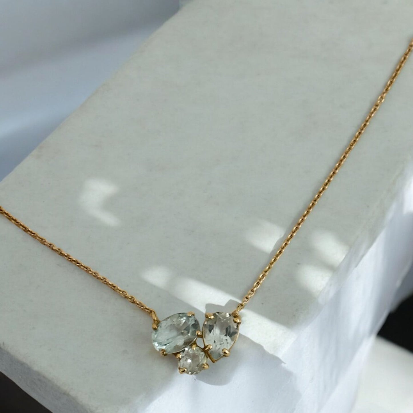 Aquamarine Yellow Gold Necklace - R. Mouzannar