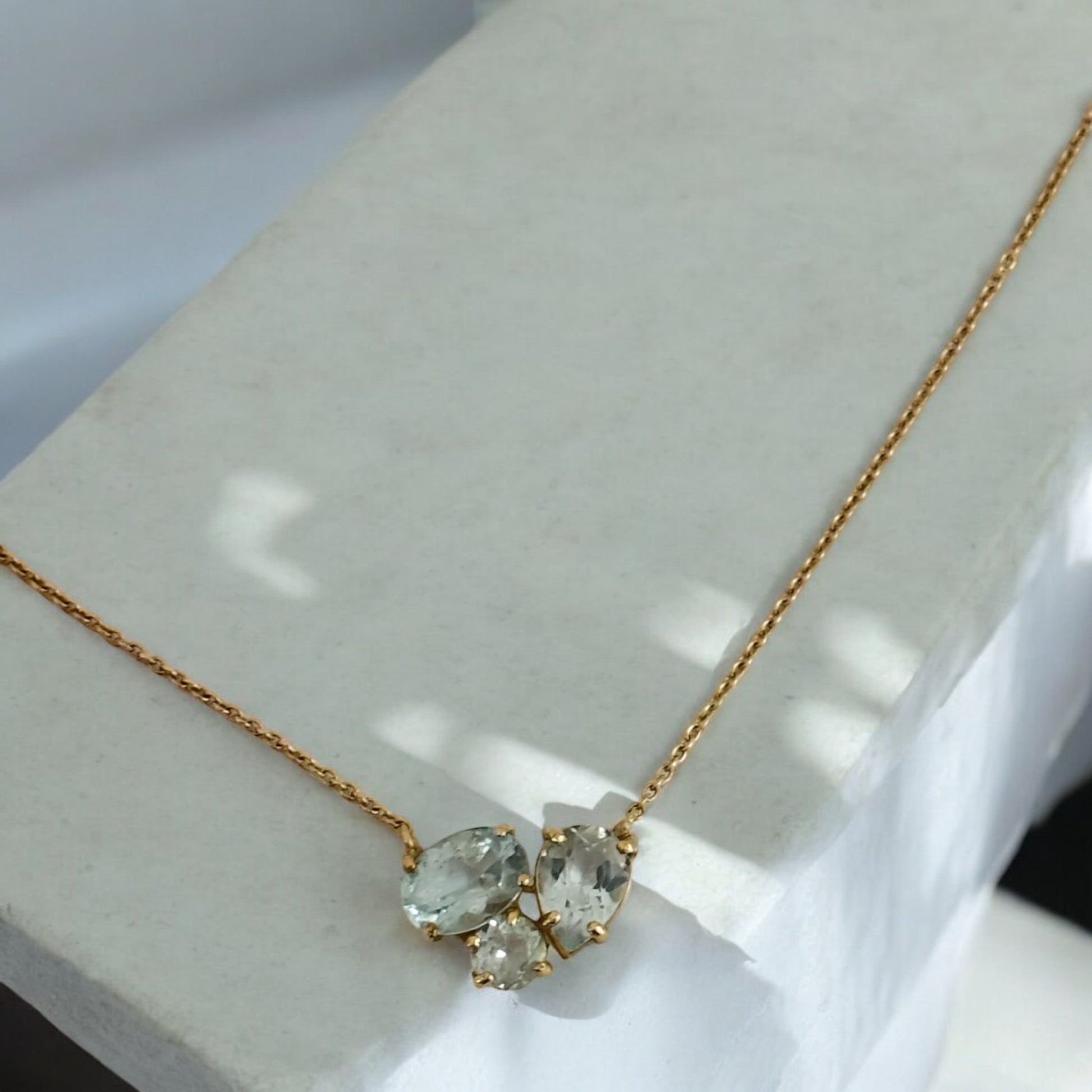 Aquamarine Yellow Gold Necklace - R. Mouzannar