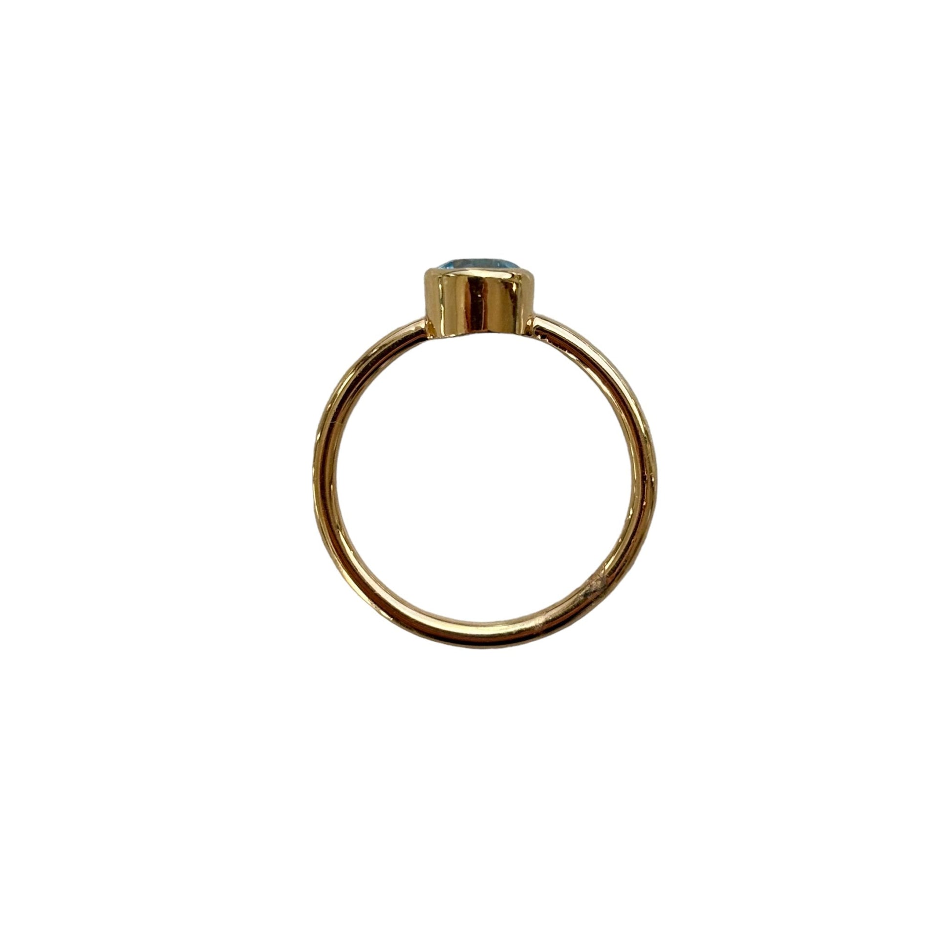 Bezel-Set Round Blue Topaz Solitaire Engagement Ring - R. Mouzannar Jewelry