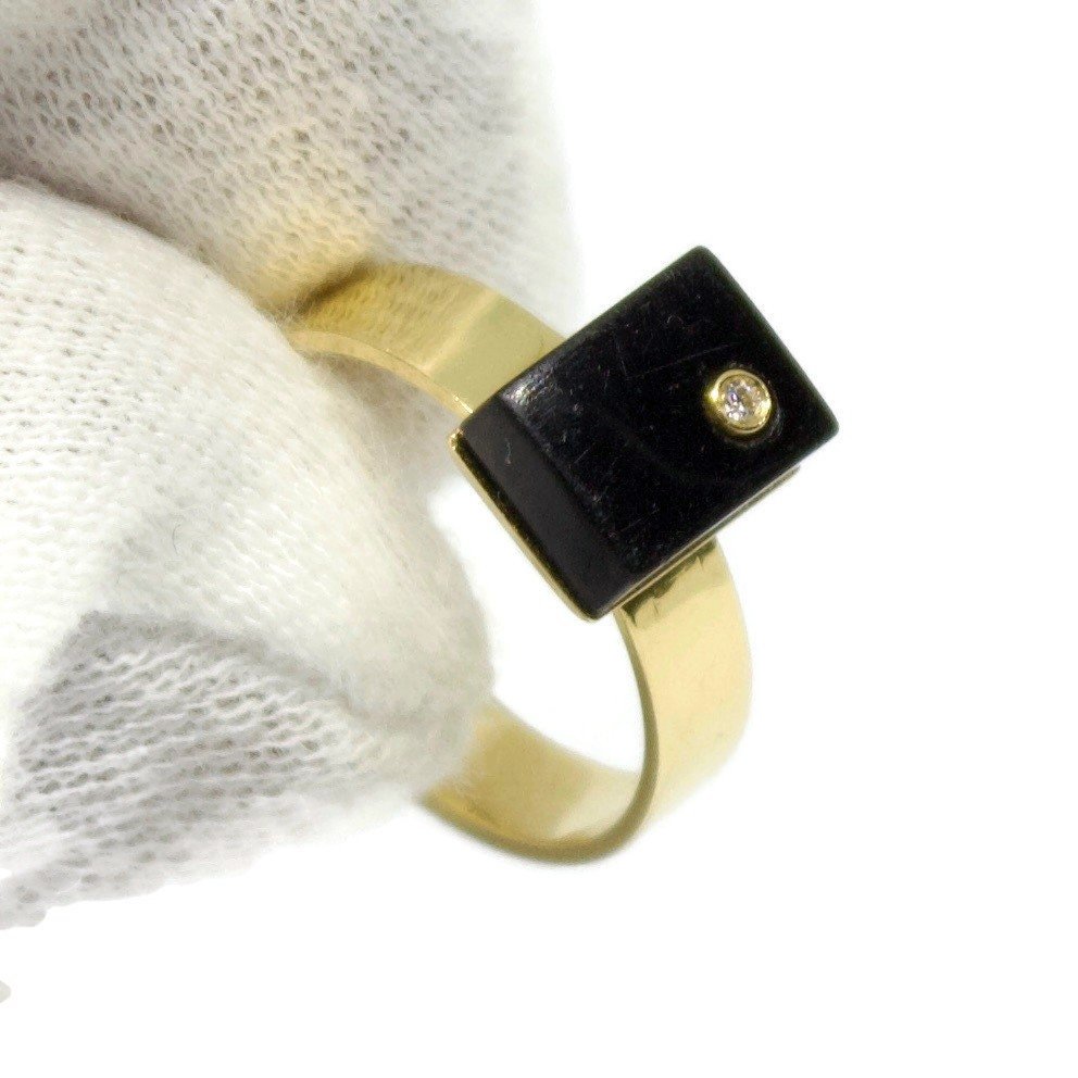 Black Onyx and Diamond 18k Gold Cocktail Ring