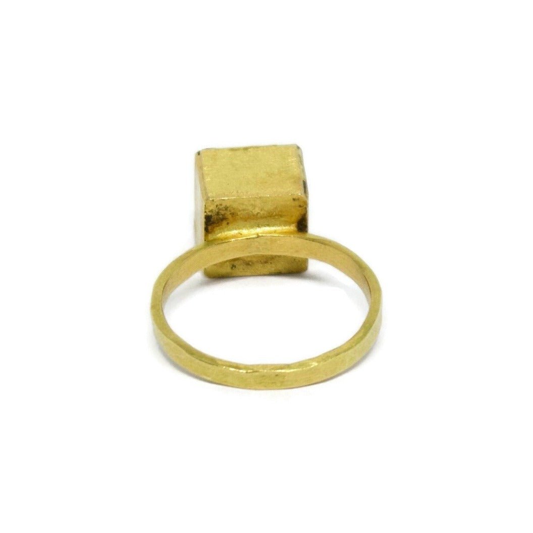 Concrete Ring, 18k Handmade Solid Gold, Geometric and Architecture - R. Mouzannar Jewelry