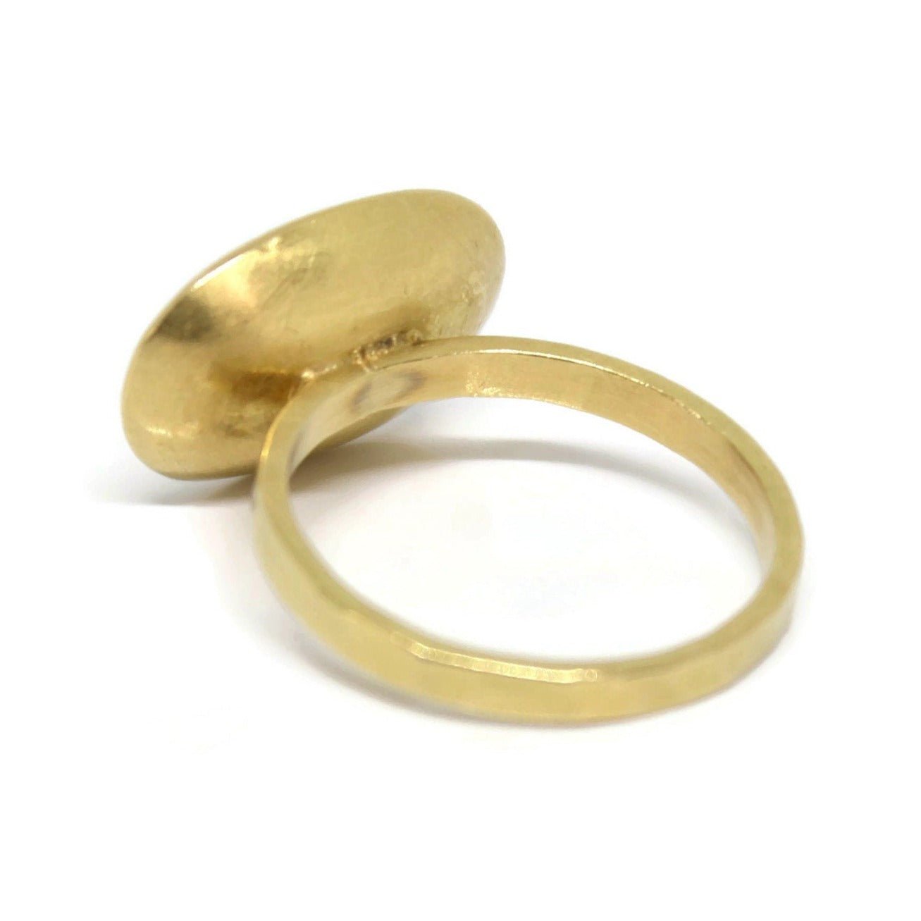 Gold Oval cut Inlaid Ring with Dazzling White Diamonds - R. Mouzannar Jewelry