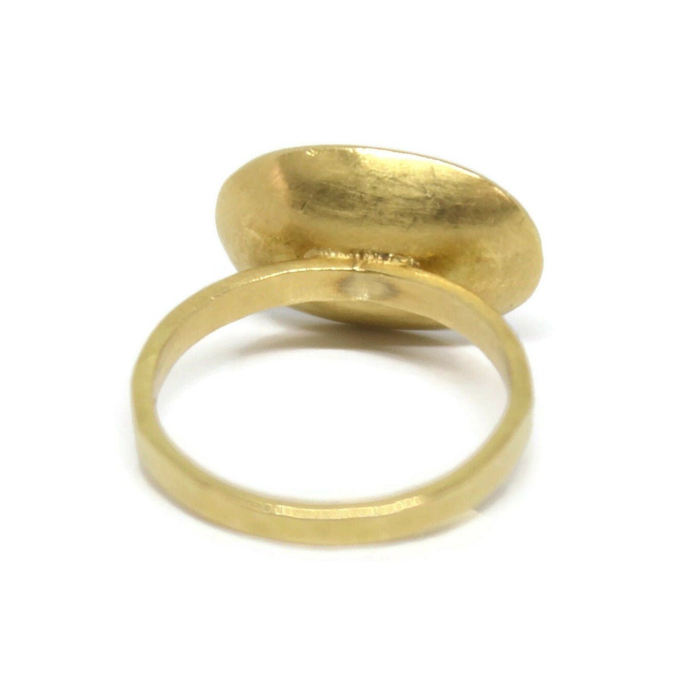 Gold Oval cut Inlaid Ring with Dazzling White Diamonds - R. Mouzannar Jewelry