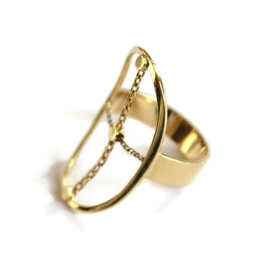 Handmade 18k Gold Oval Cocktail Ring - R. Mouzannar Jewelry