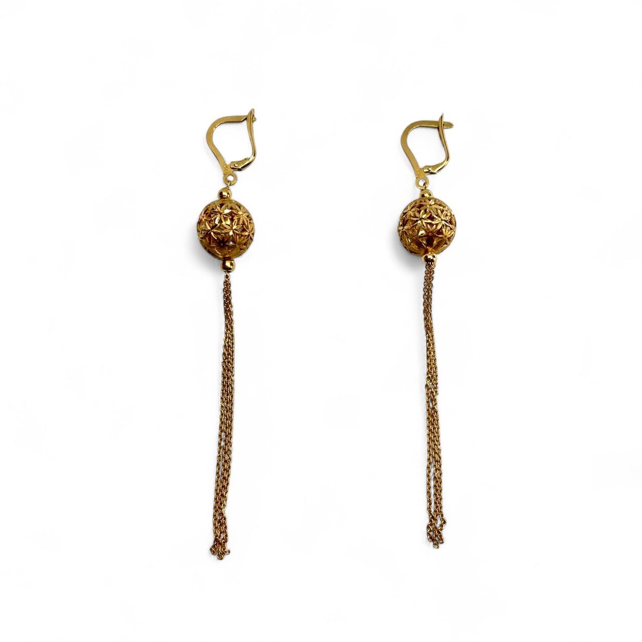 Made in Italy 18k Solid Gold Round Beveled Ball Earrings - R. Mouzannar