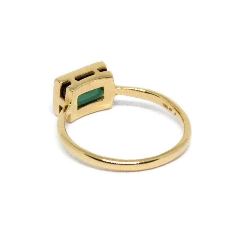 Natural Tourmaline 18k Solid Gold Ring, 18k Solid Gold Tourmaline Emerald Cut Ring, Handmade - R. Mouzannar Jewelry