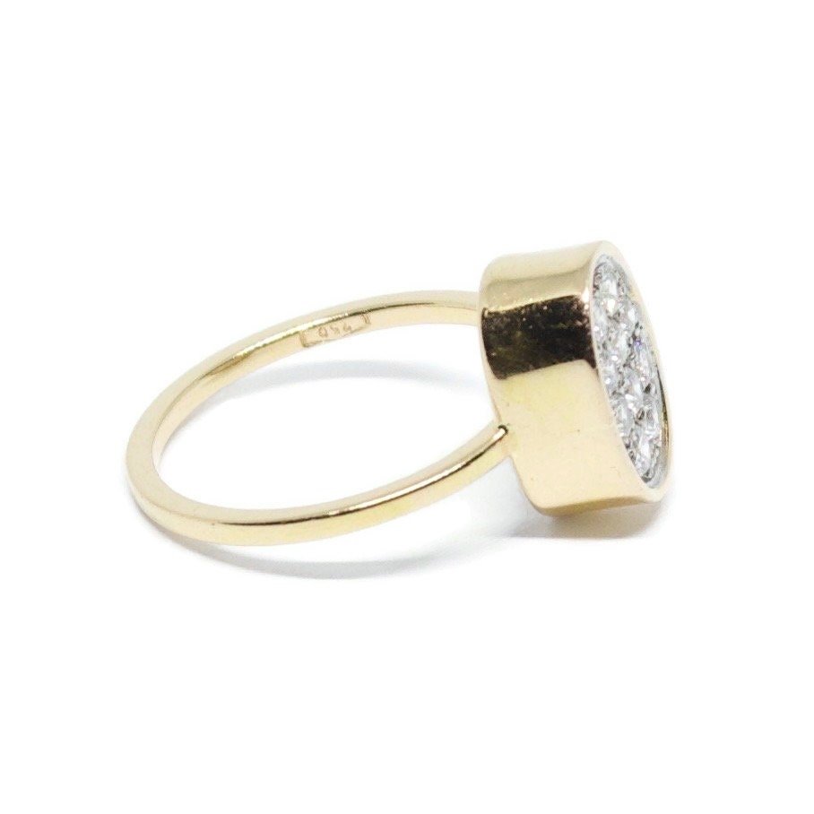 Oval Pavé Diamond Ring in 18K Rose Gold, Gift For Women. Engagement Ring, Wedding Party - R. Mouzannar Jewelry