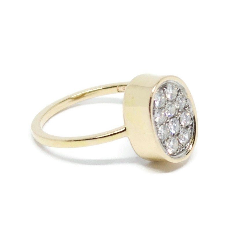 Oval Pavé Diamond Ring in 18K Rose Gold, Gift For Women. Engagement Ring, Wedding Party - R. Mouzannar Jewelry