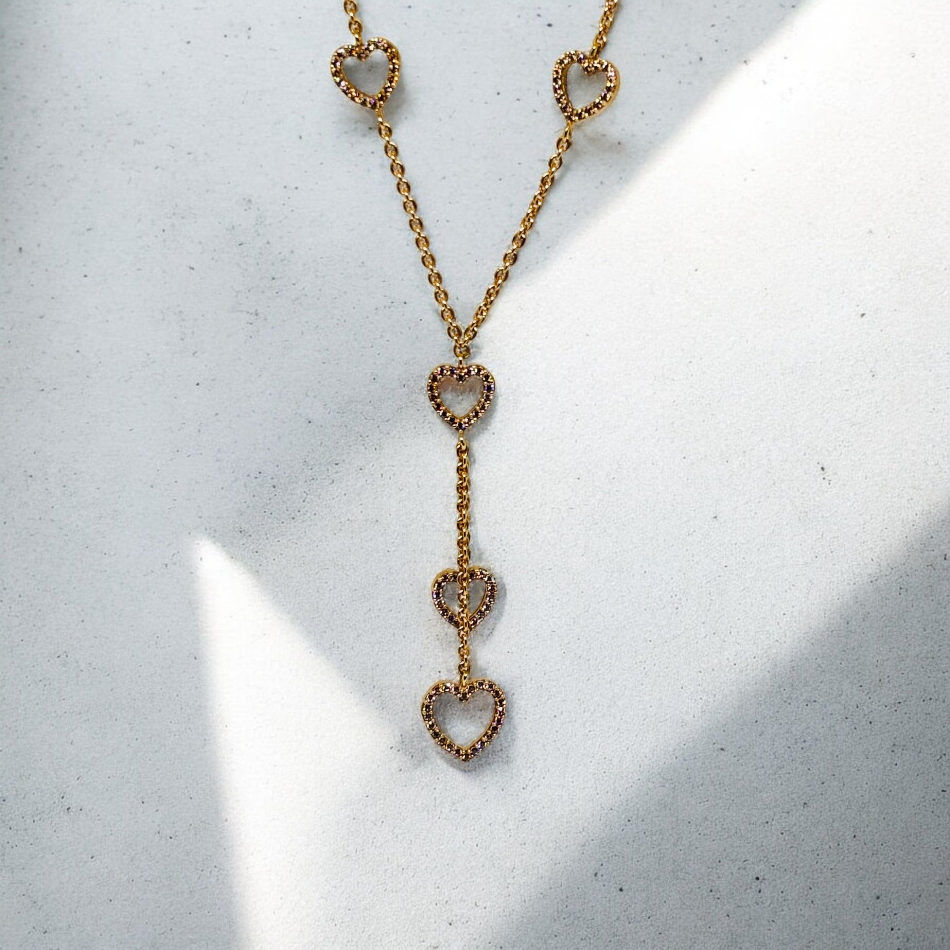 Rose Gold Hearts Necklace amethyst 18k - R. Mouzannar