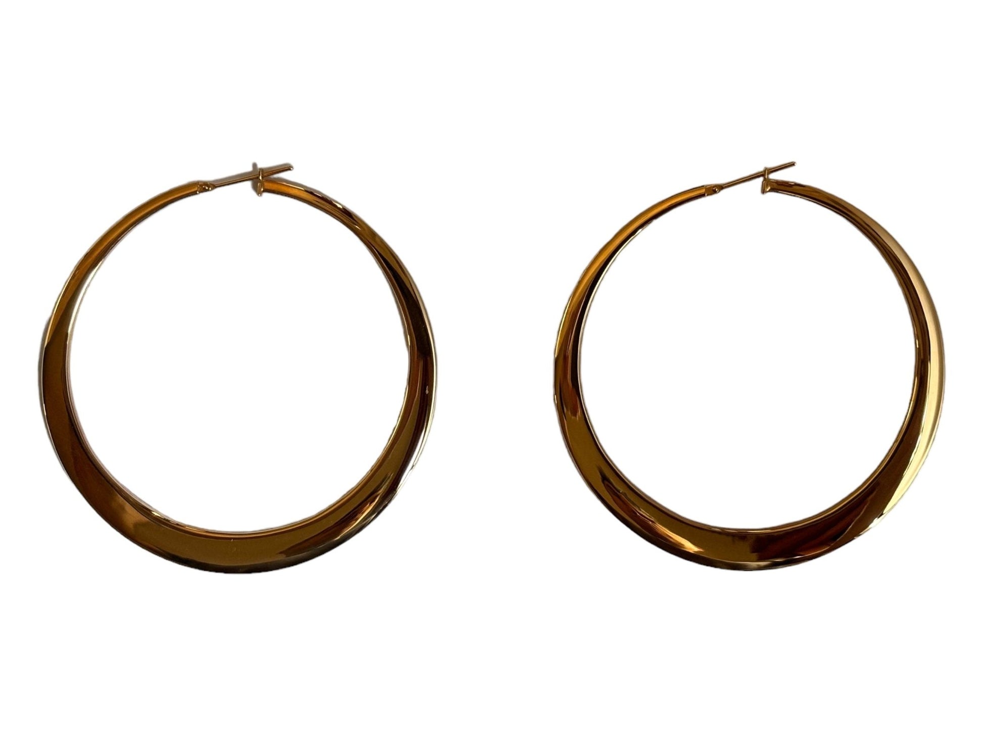 Stylish 18k Gold Hoop Earrings for a Classic Look, 18k Solid Gold Earrings - R. Mouzannar Jewelry