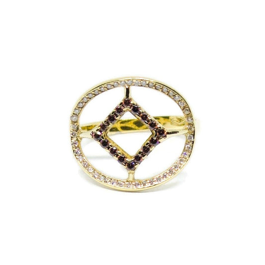 Spinel gemstone ring with diamonds 18k gold ring