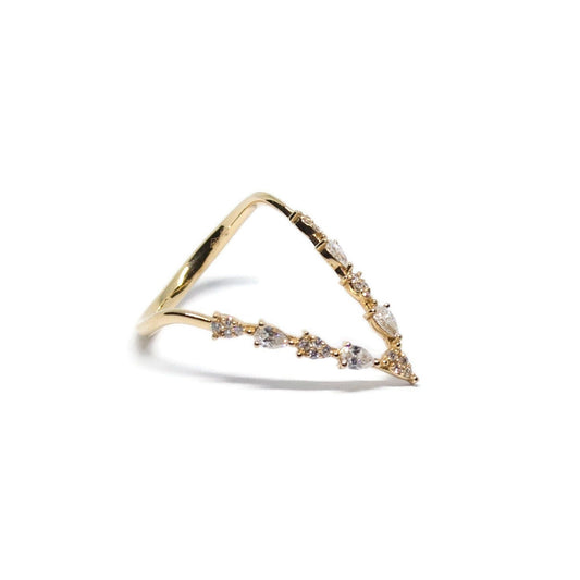 18k Rose gold Pear-shaped diamonds ring, heart shape ring
