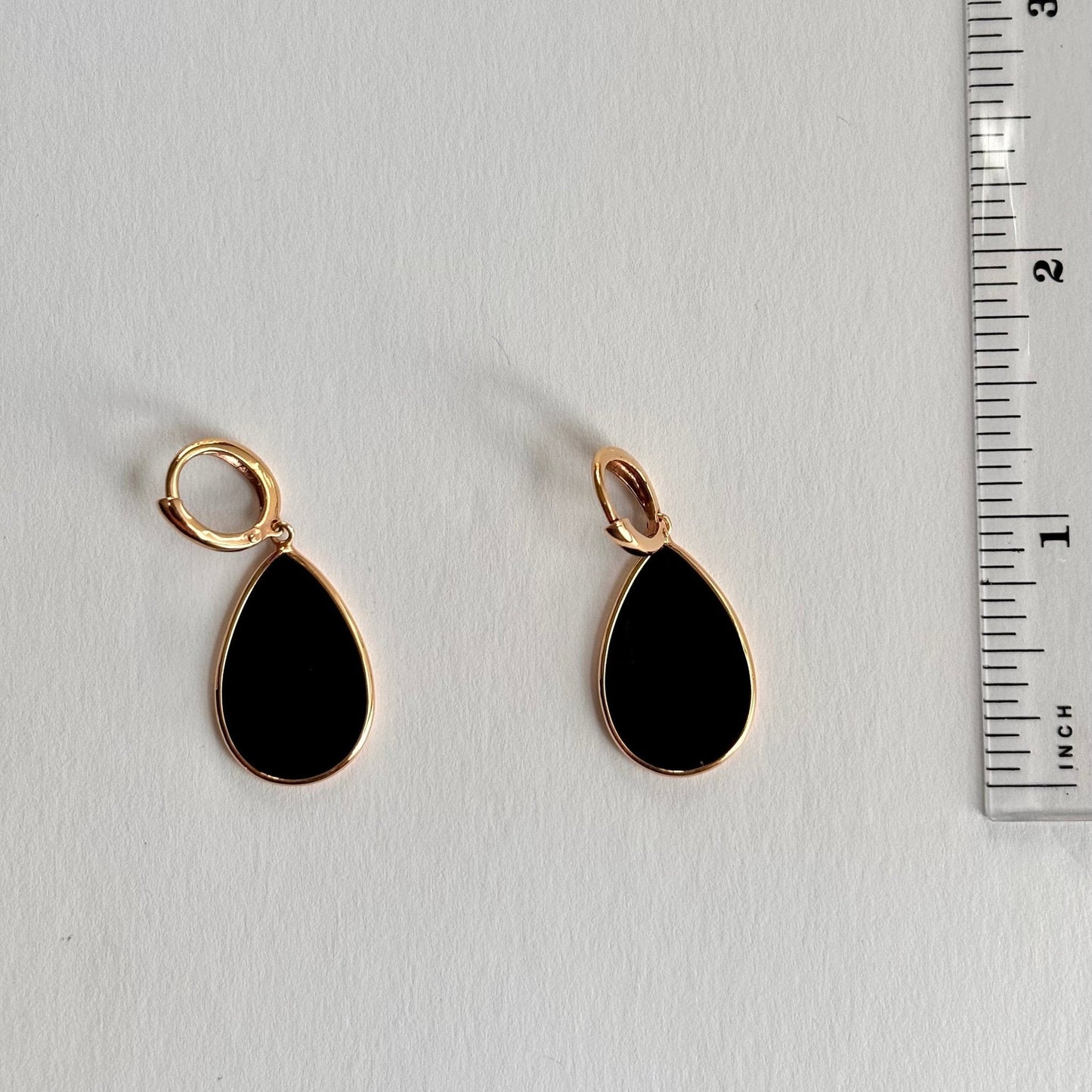 18k Solid Rose Gold Black Onyx Earrings - R. Mouzannar Jewelry