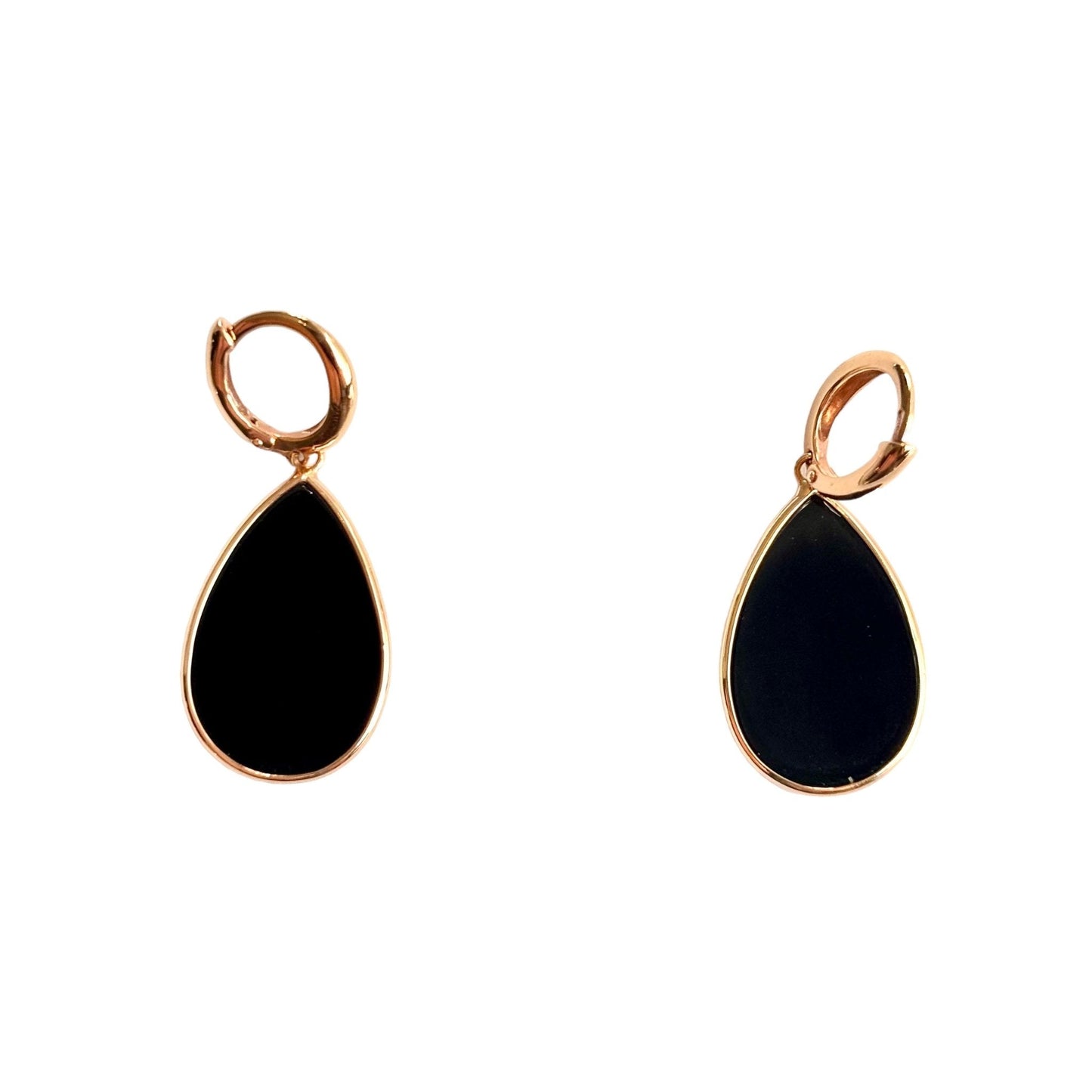 18k Solid Rose Gold Black Onyx Earrings - R. Mouzannar Jewelry