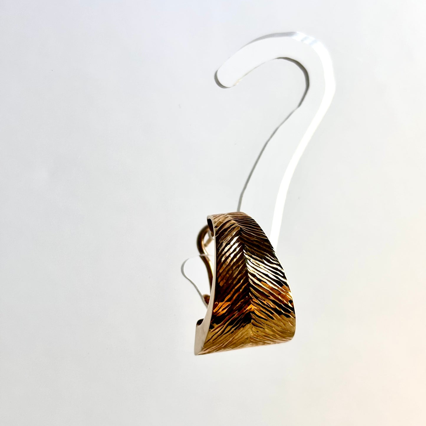 18k Solid Gold Lever back Earring in the shape of a Leaf