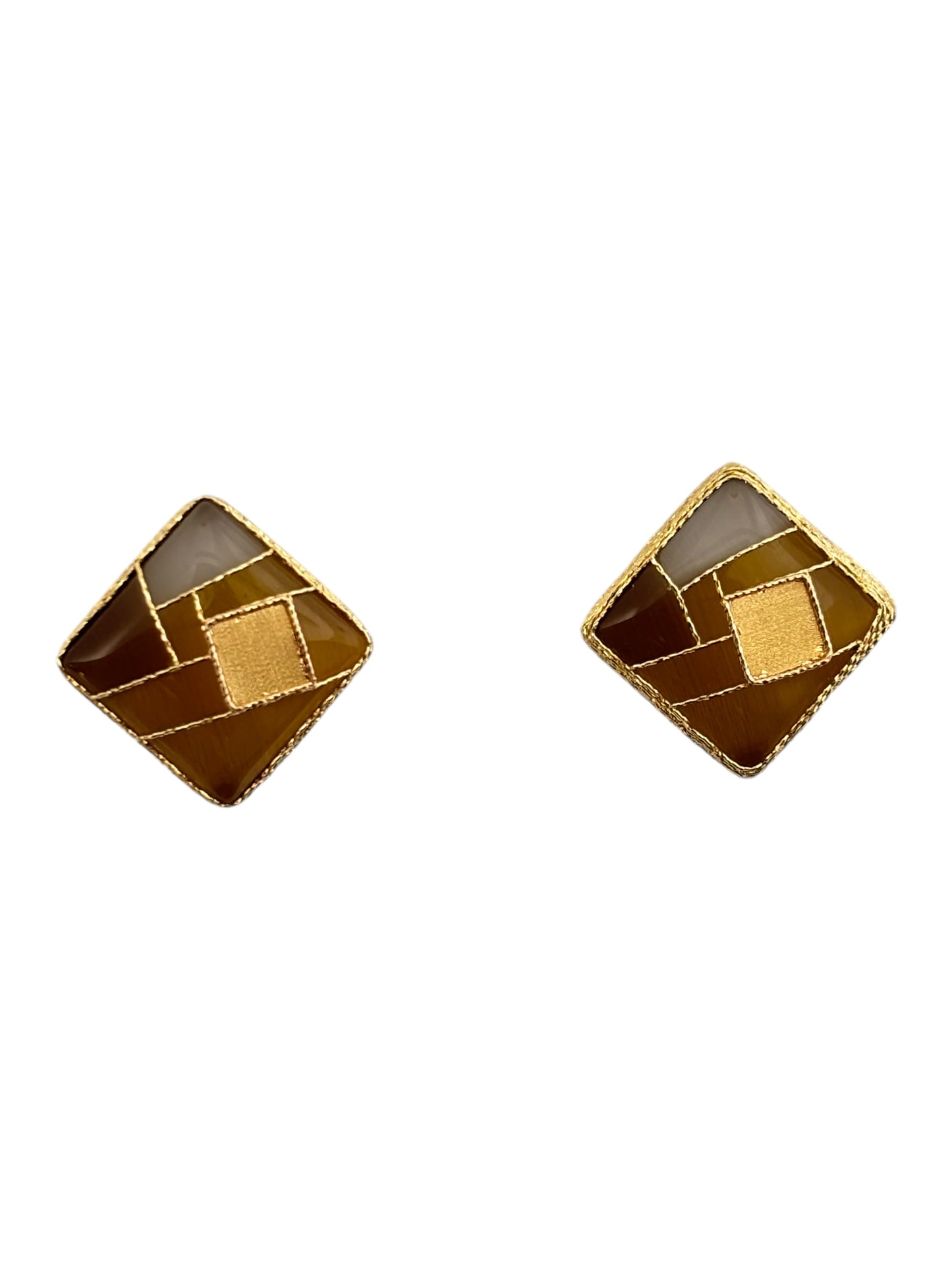 18k Gold Square Earrings