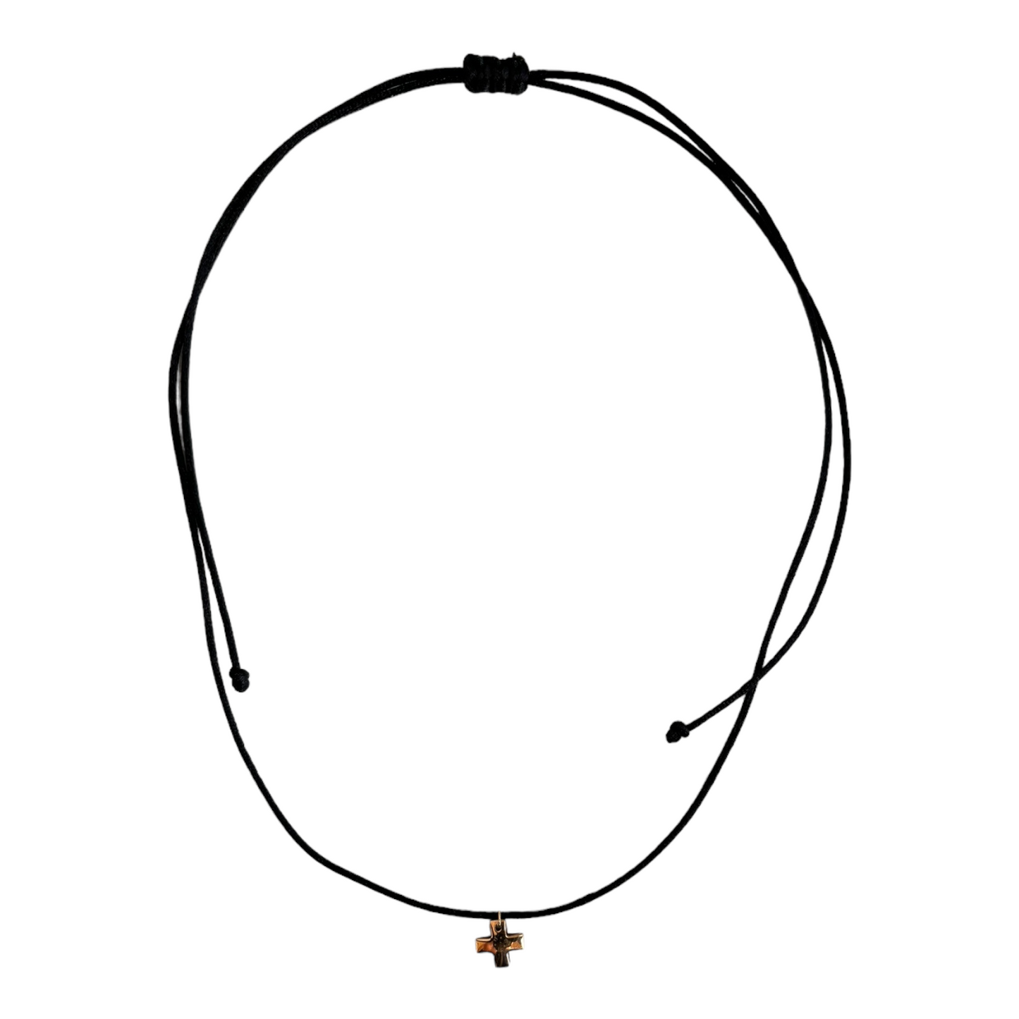 Black, 18k Gold Cross Necklace