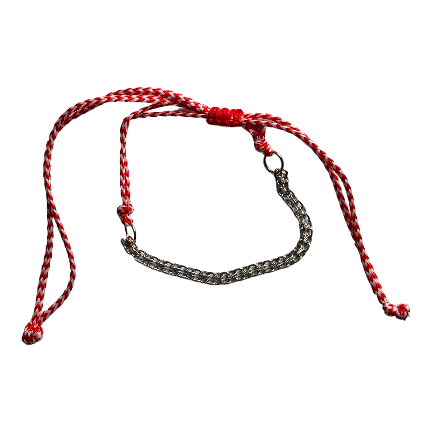 Red, White, and 18k White Gold chain Bracelet