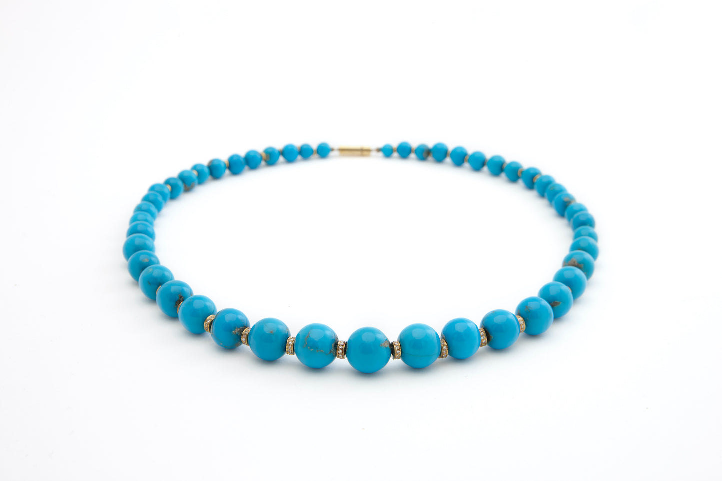 Necklace 18k Gold With Diamonds and Turquoise