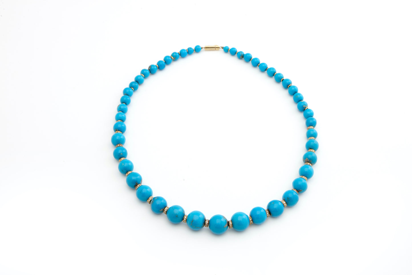 Necklace 18k Gold With Diamonds and Turquoise