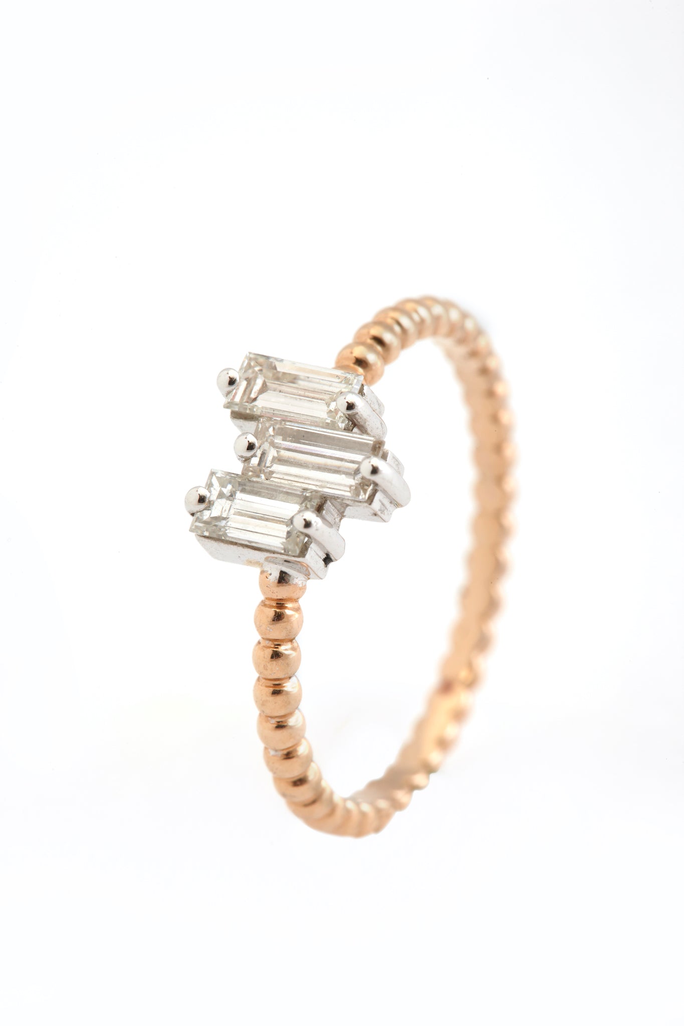 Ring Pink Gold With Baguettes