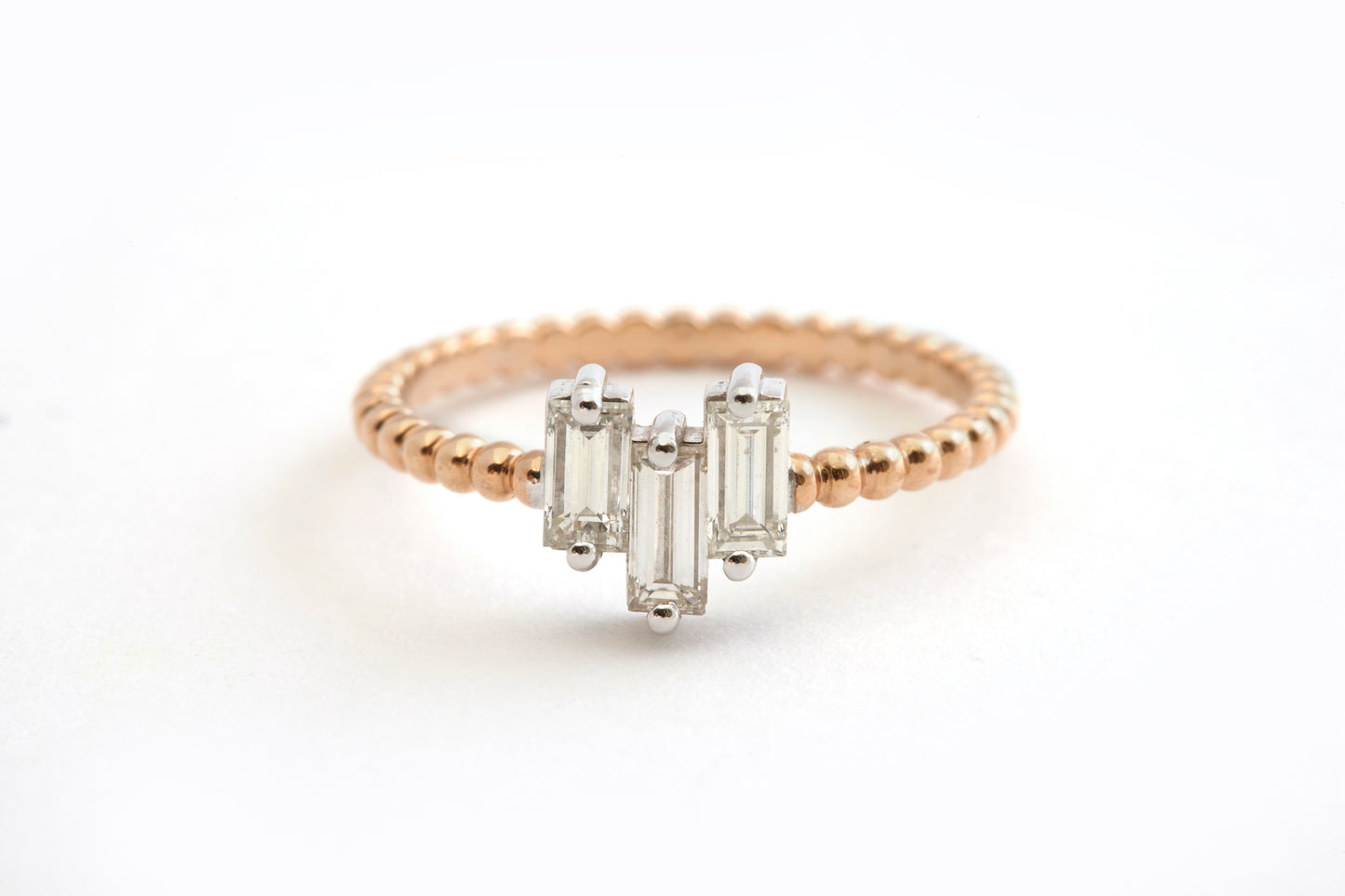 Ring 18k Rose Gold With Baguettes