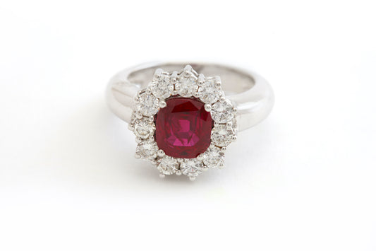 Ring White Gold With Diamond & Ruby