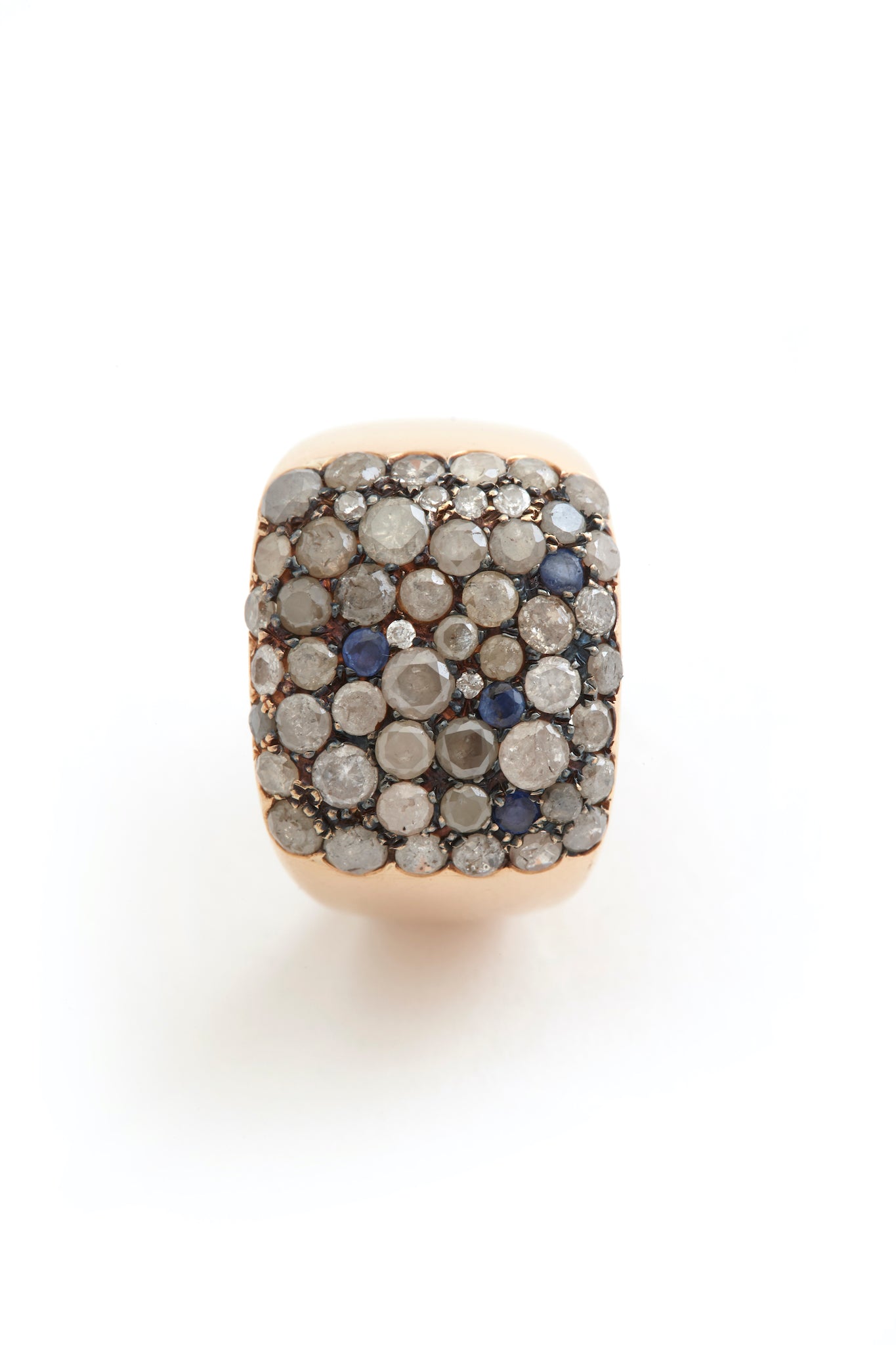 Ring 18k Rose Gold With Diamonds and Saphire