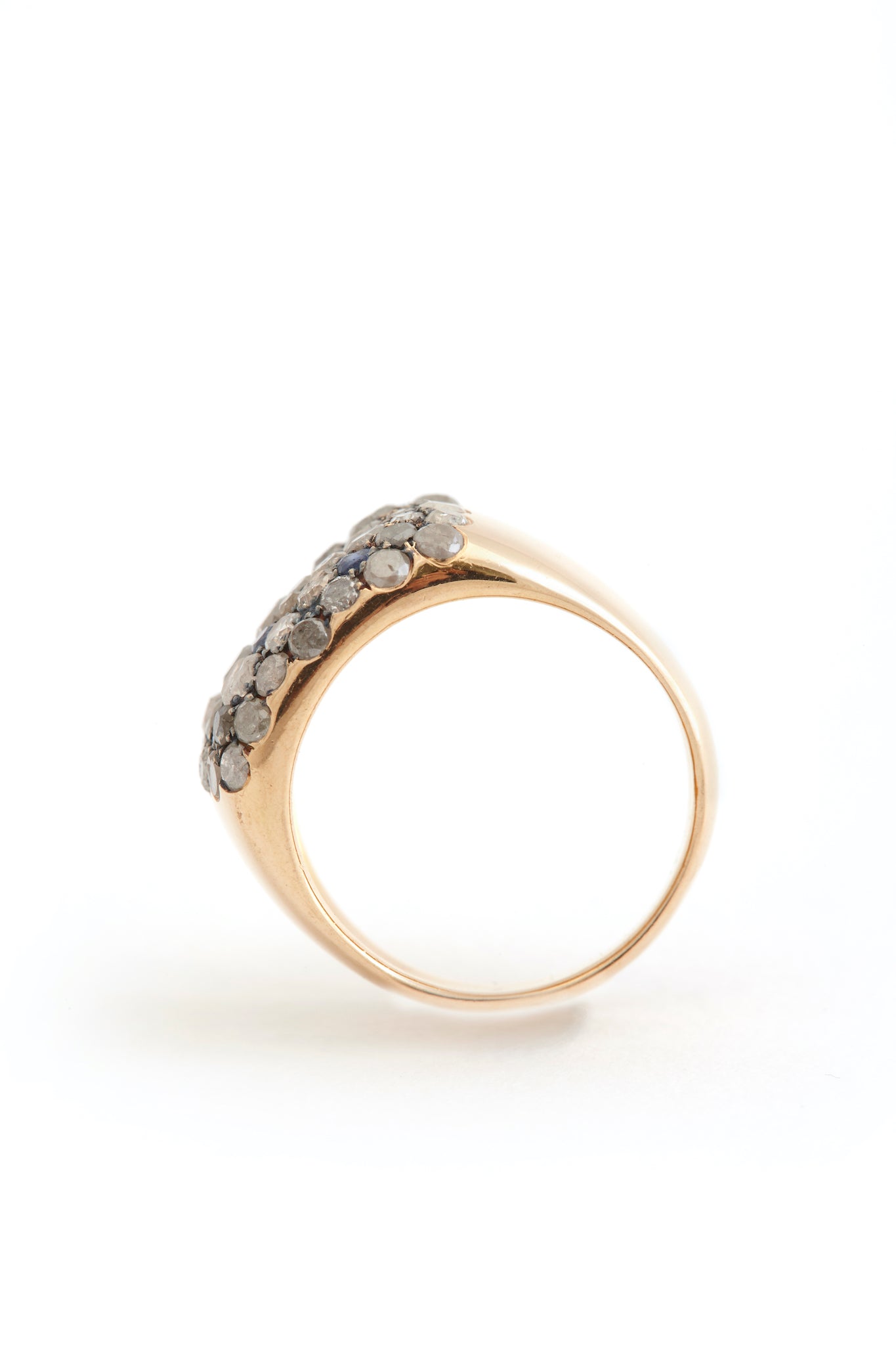 Ring 18k Rose Gold With Diamonds and Saphire