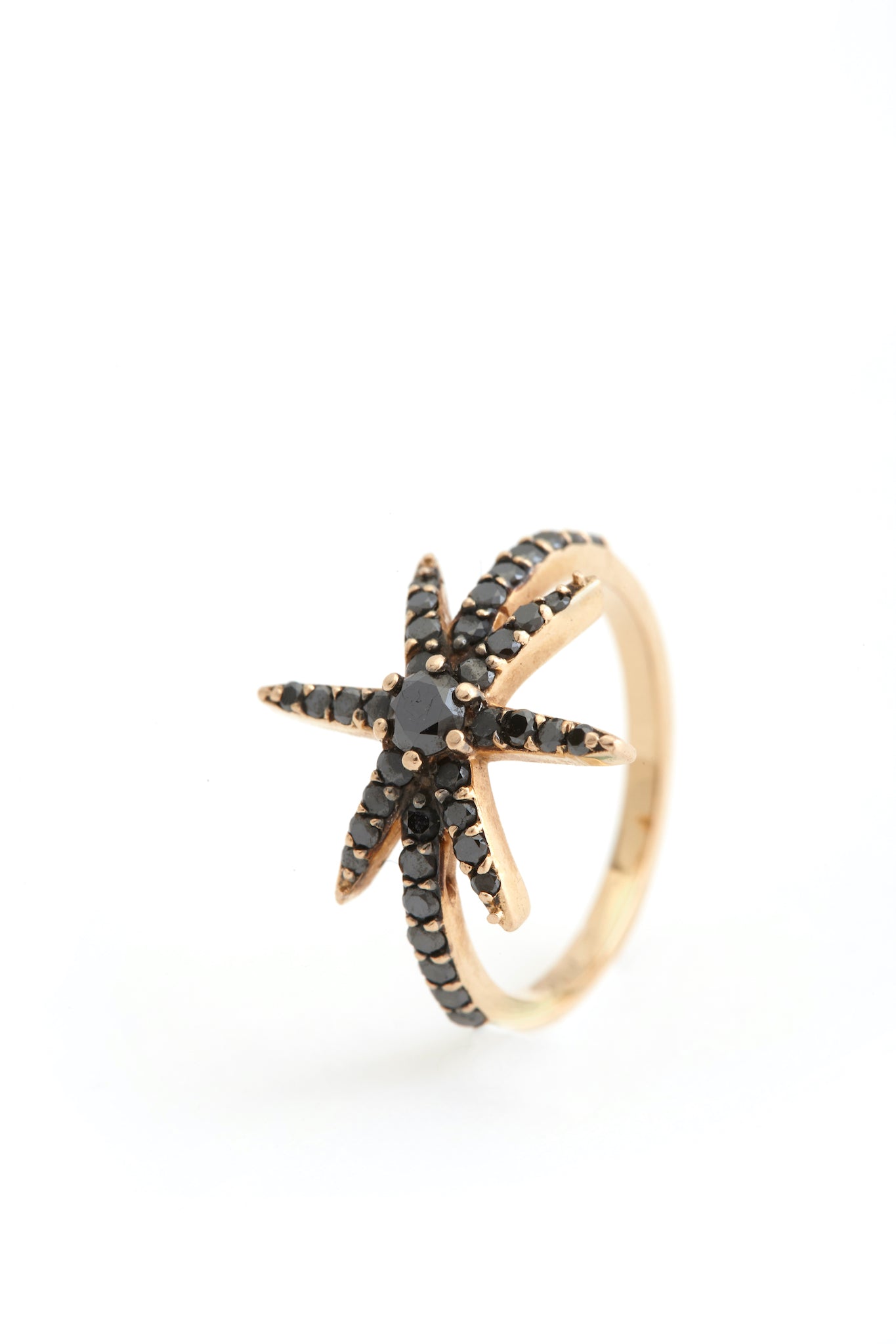 Ring 18k Rose Gold With Black Diamonds