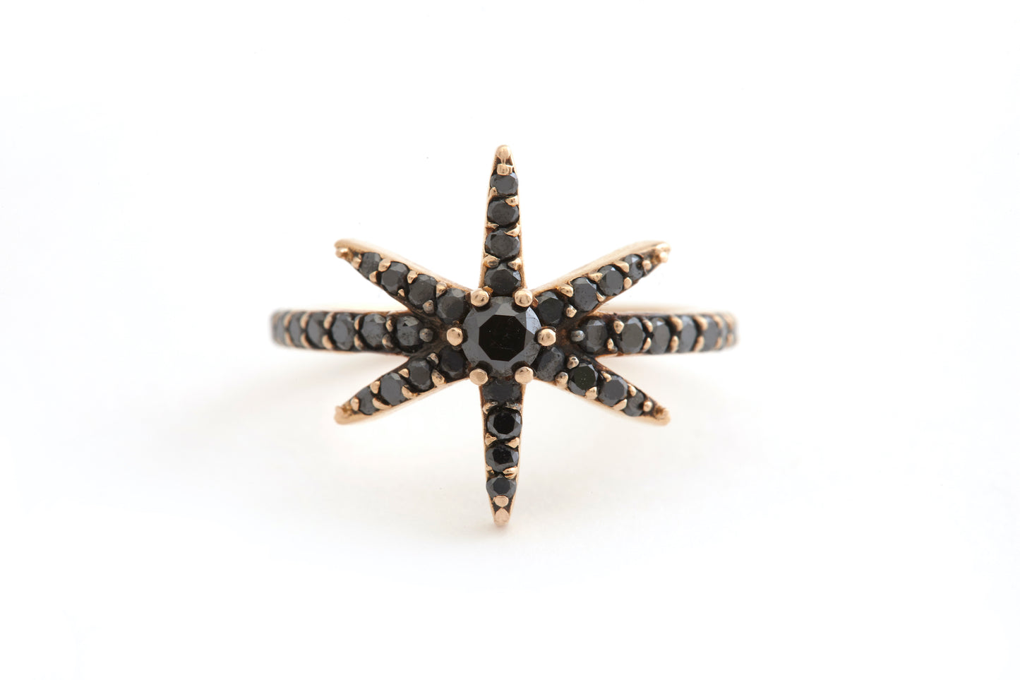 Ring 18k Rose Gold With Black Diamonds