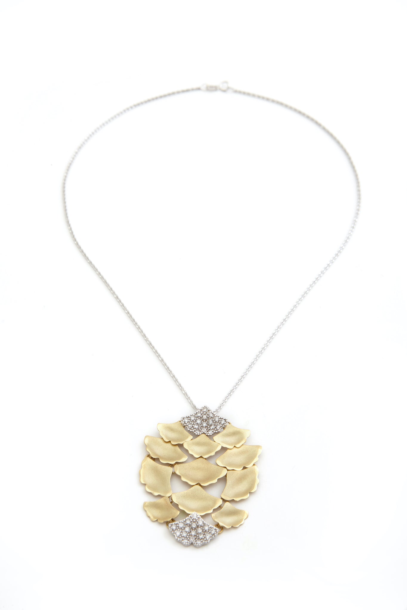 Necklace White and  Gold With Zircone